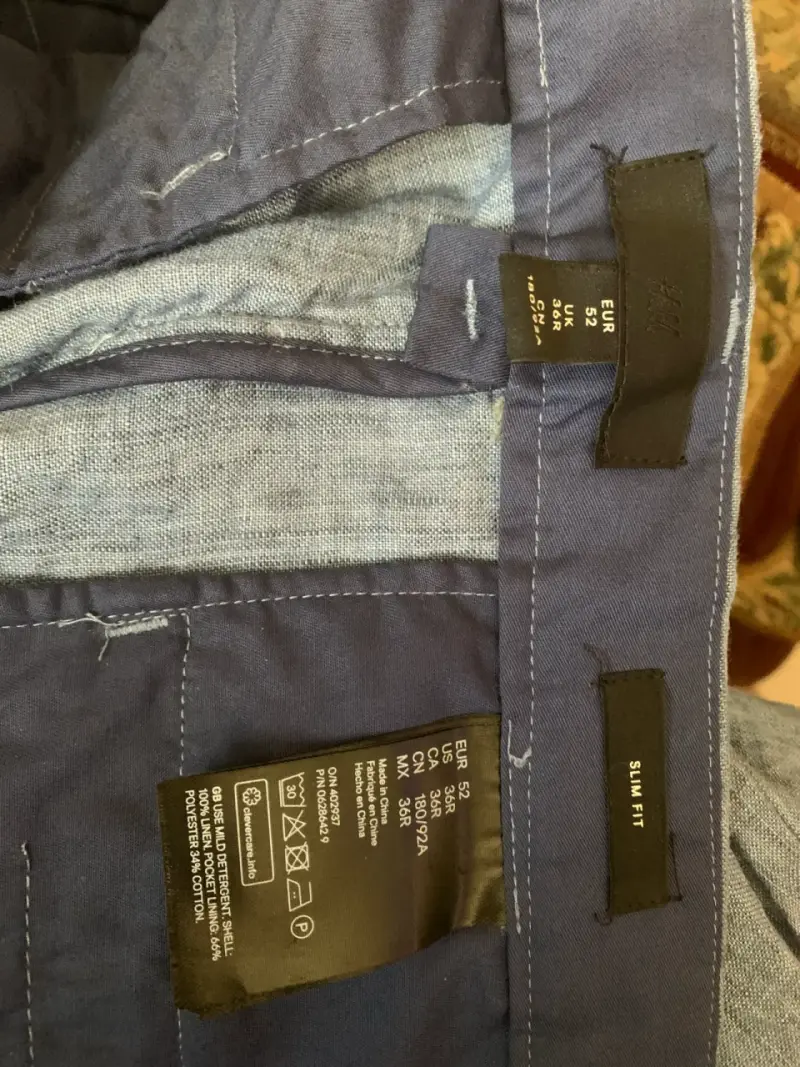 Pantalones de lino azul claro para hombre - 3