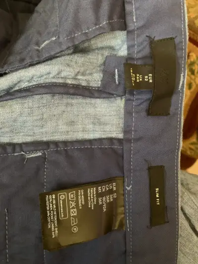 Pantalones de lino azul claro para hombre - miniatura 3
