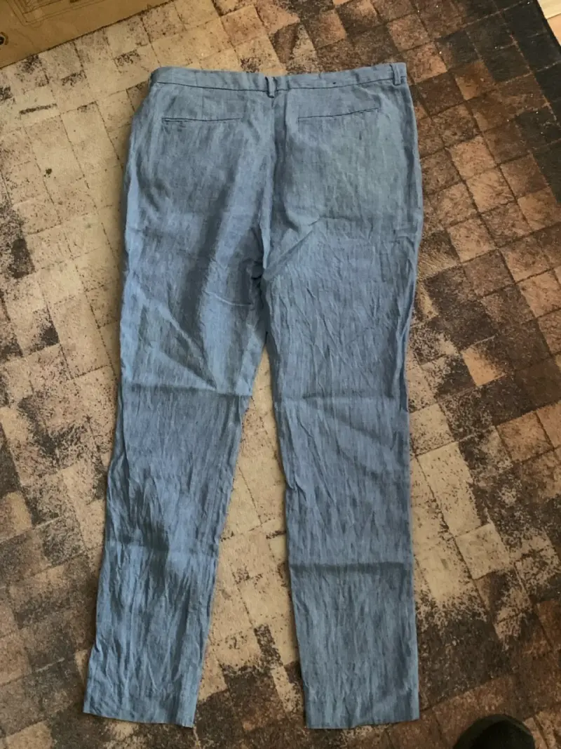 Pantalones de lino azul claro para hombre - 4