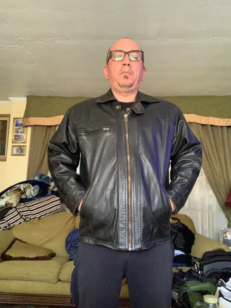 Chaqueta de cuero negra Guantanamo para hombre