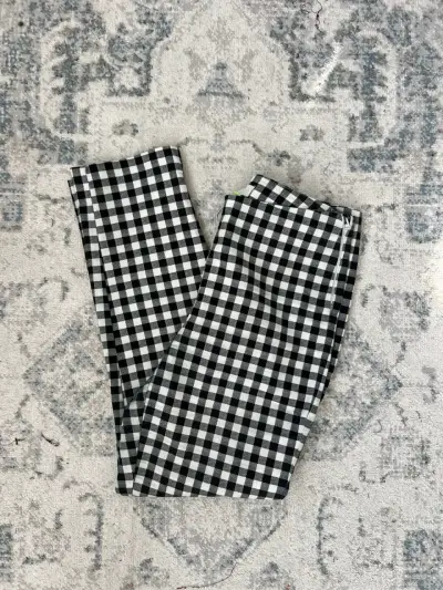 Pantalones tipo calza a cuadros blanco y negro - miniatura 1