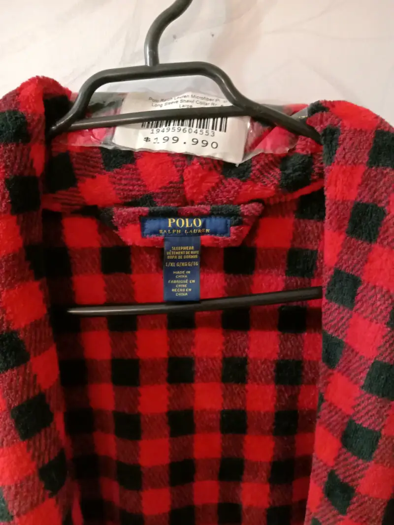 Bata de baño Polo Ralph Lauren a cuadros rojos y negros - 2