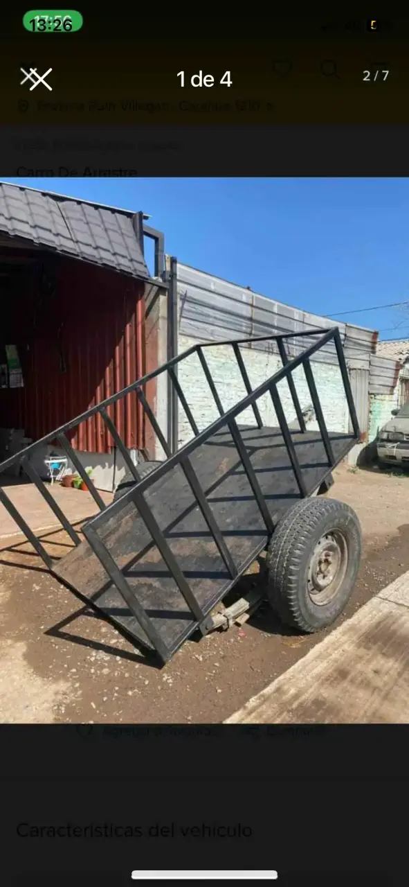 Carro de arrastre metálico con enganche