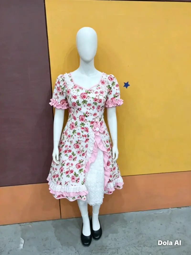 Vestido de cueca con falso y tirantes tipo corset