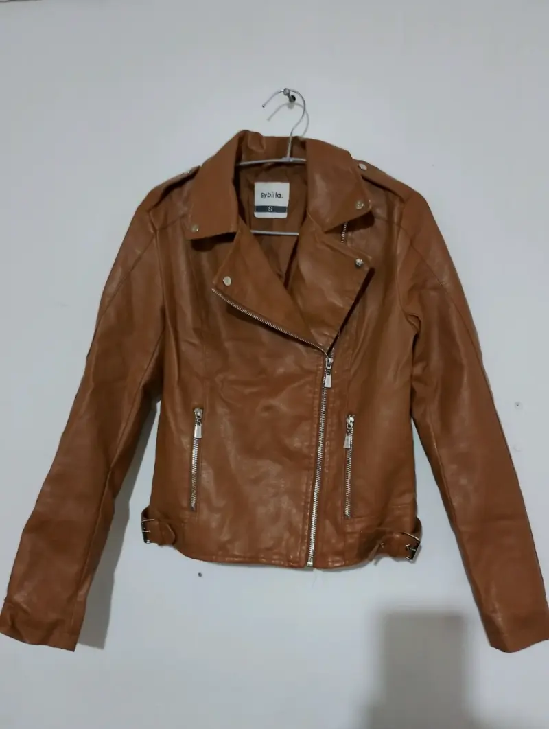 Chaqueta de cuero marrón Sybilla talla S