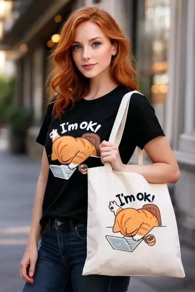 Polera negra con estampado de gatos 'I Love Cat' - miniatura 3