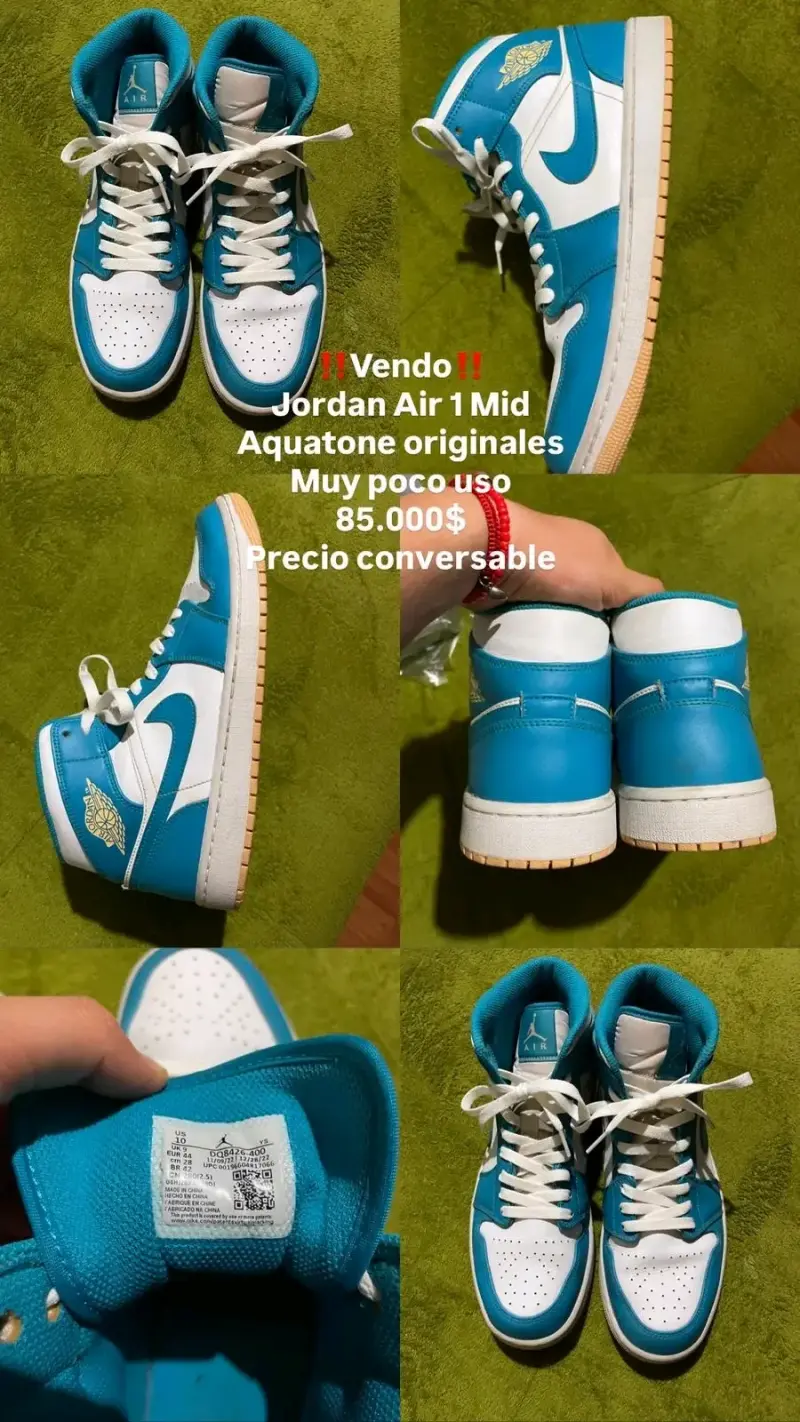 Zapatillas Jordan Air 1 Mid Aquatone originales