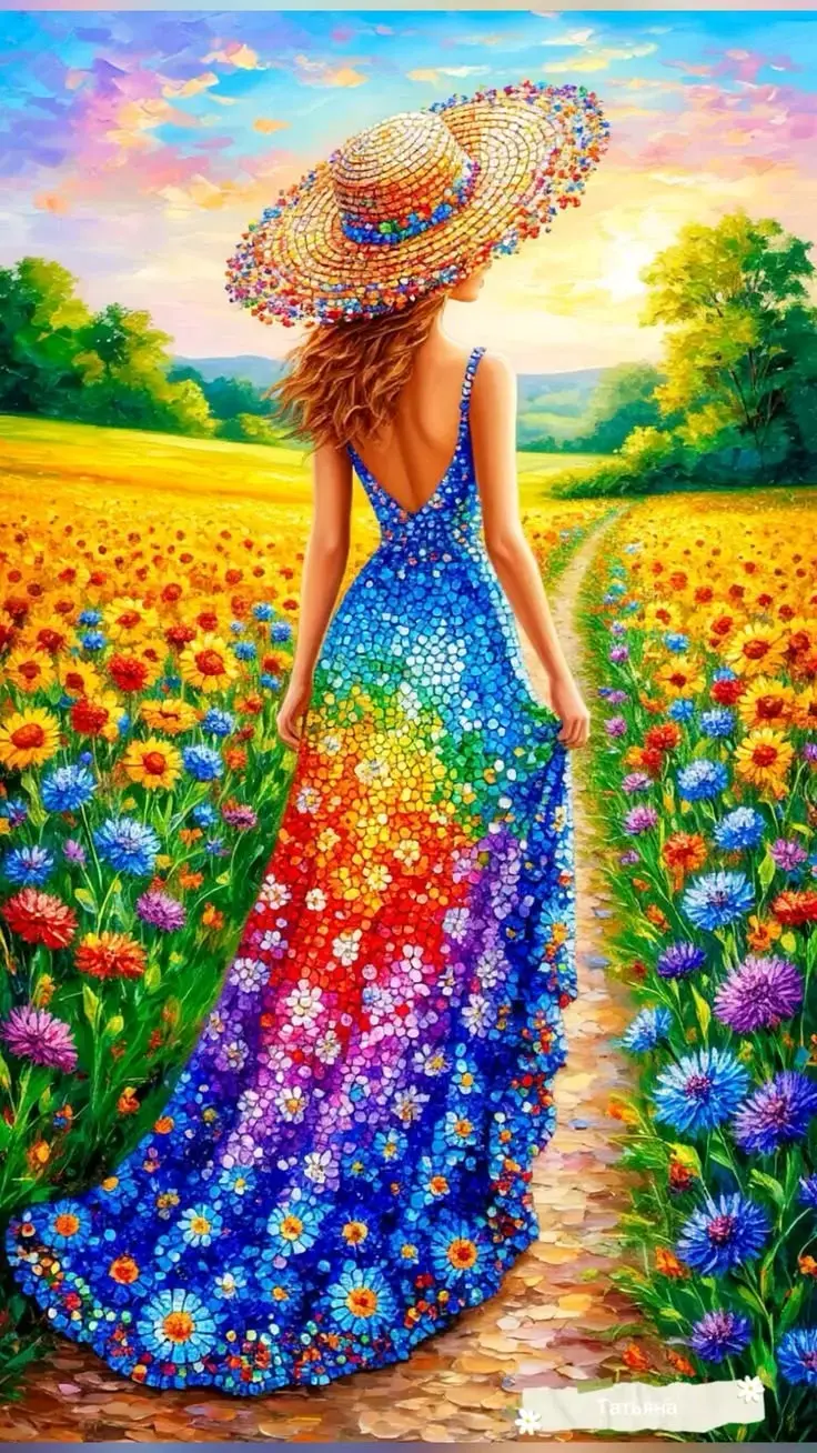 Vestido largo de flores multicolor