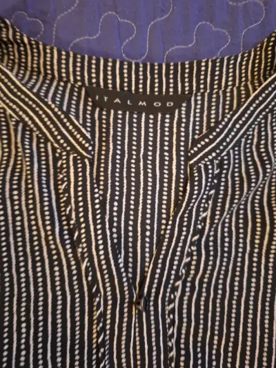 Blusa de rayas negras y blancas Italmod - miniatura 2