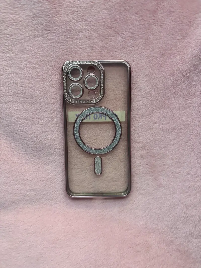 Carcasa iPhone 15 Pro Max Brillos Rosado Magnética