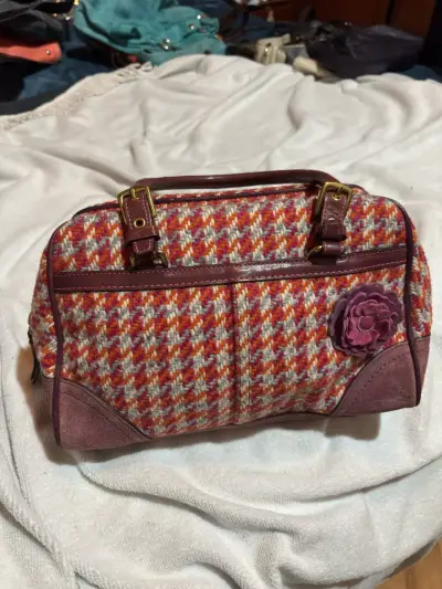 Bolso de mano Coach tejido multicolor con flor - miniatura 1