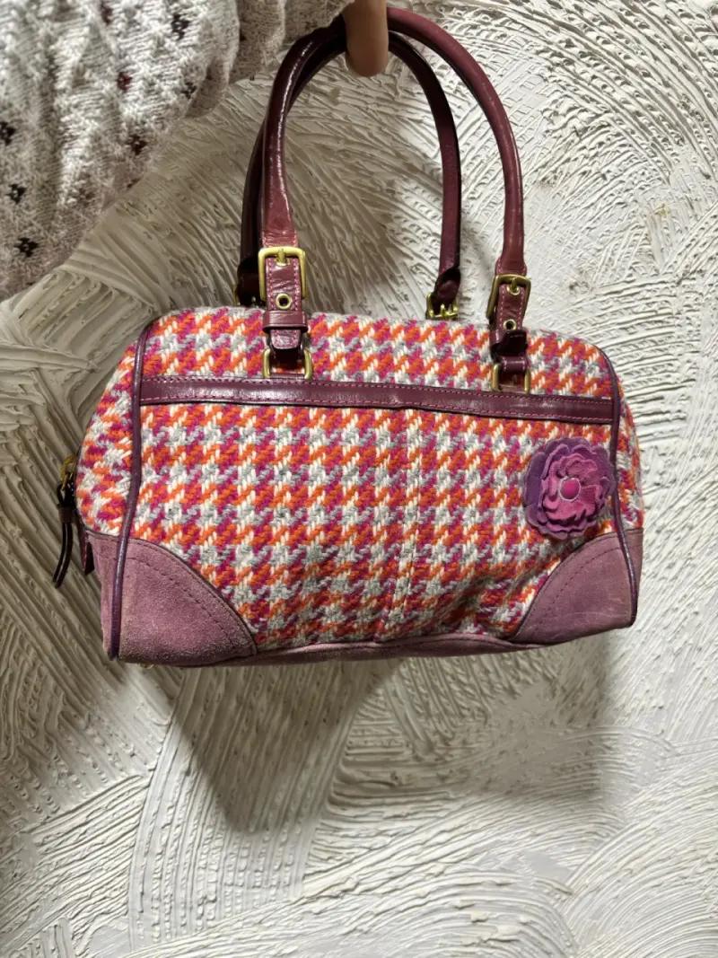 Bolso de mano Coach tejido multicolor con flor - 2