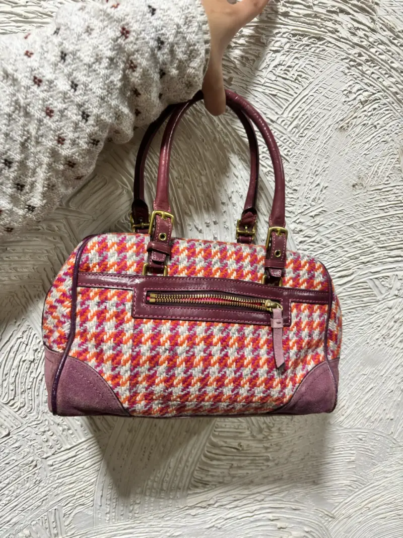 Bolso de mano Coach tejido multicolor con flor - 3