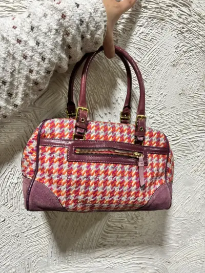Bolso de mano Coach tejido multicolor con flor - miniatura 3