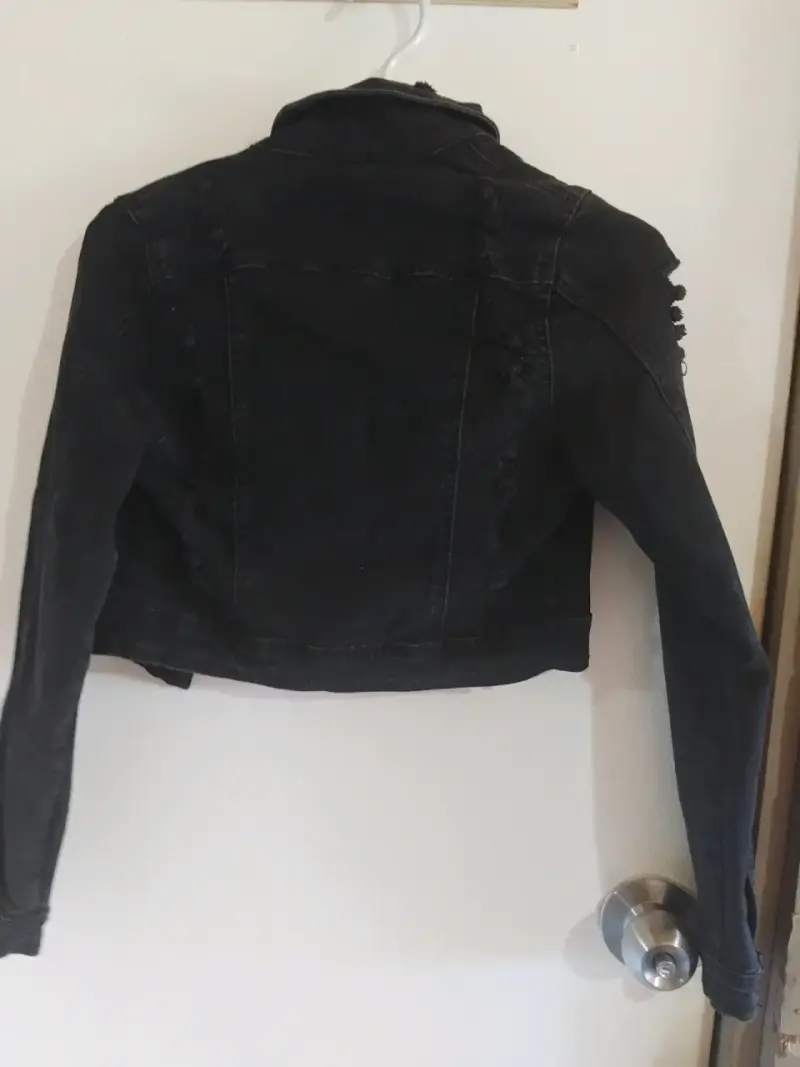 Chaqueta de mezclilla negra para mujer - 2