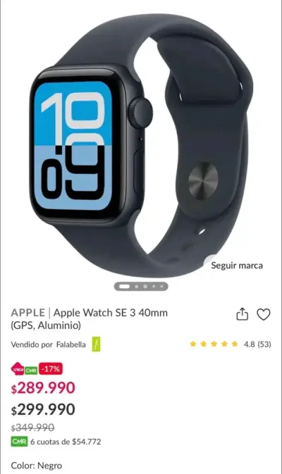 Apple Watch SE 3 40mm GPS Aluminio Negro - miniatura 1