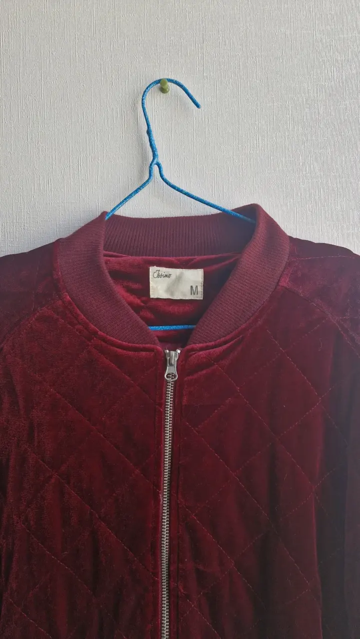 Chaqueta bomber de terciopelo burdeo para mujer - 2