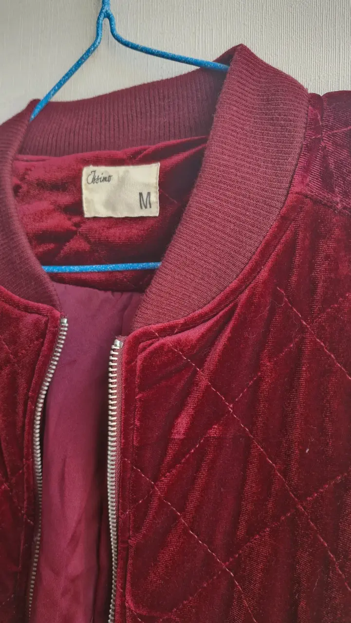 Chaqueta bomber de terciopelo burdeo para mujer - 4
