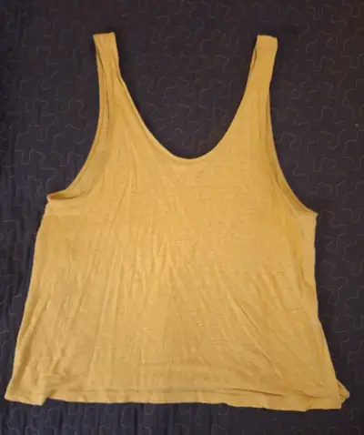 Polera sin mangas amarilla de lino H&M talla L - miniatura 1