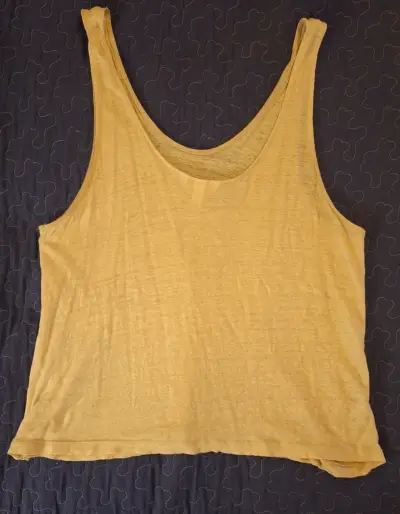 Polera sin mangas amarilla de lino H&M talla L - miniatura 3