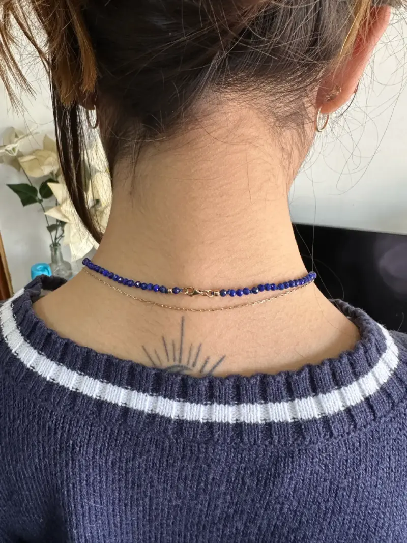 Collar Oro Italiano 750 y Lapislázuli Facetado - 2