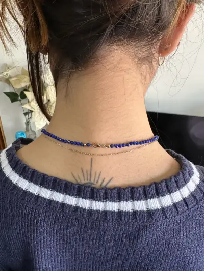 Collar Oro Italiano 750 y Lapislázuli Facetado - miniatura 2