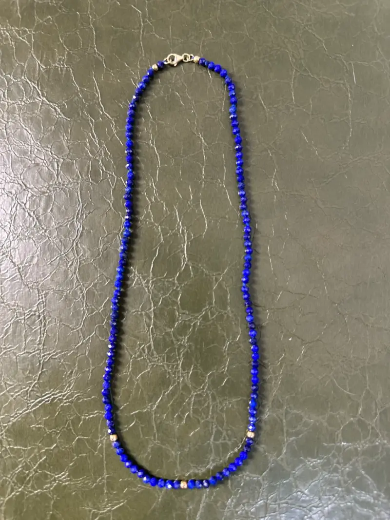 Collar Oro Italiano 750 y Lapislázuli Facetado - 3