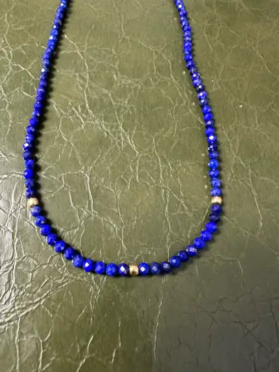 Collar Oro Italiano 750 y Lapislázuli Facetado - miniatura 4