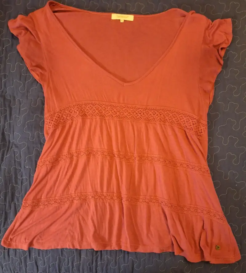 Blusa fucsia de encaje Tatienne talla XL