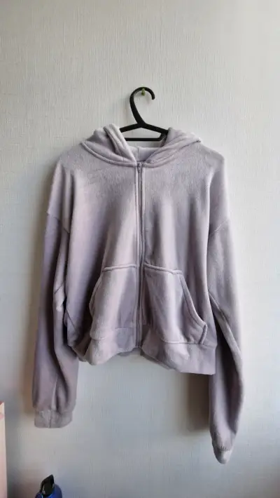 Polerón de terciopelo con capucha H&M lila - miniatura 1