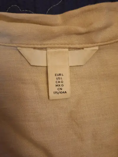 Camisa de lino beige talla L para mujer - miniatura 2