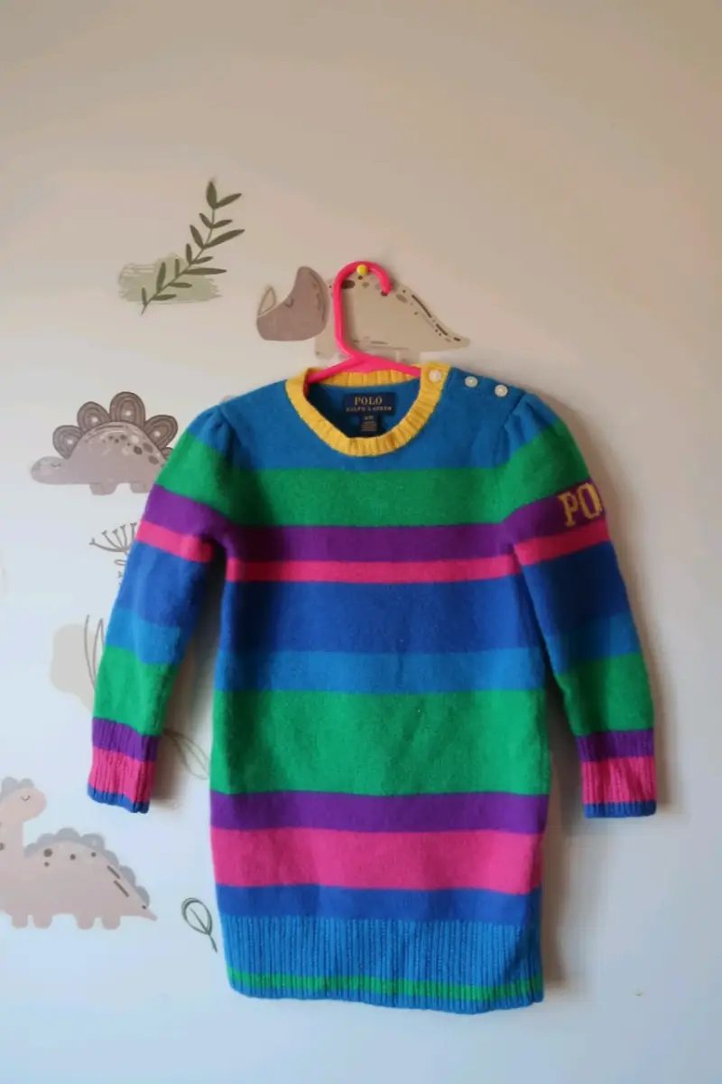 Vestido de lana a rayas Polo Ralph Lauren para niña - 1