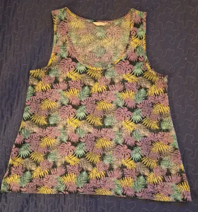 Polera sin mangas estampada tropical mujer talla M - miniatura 1