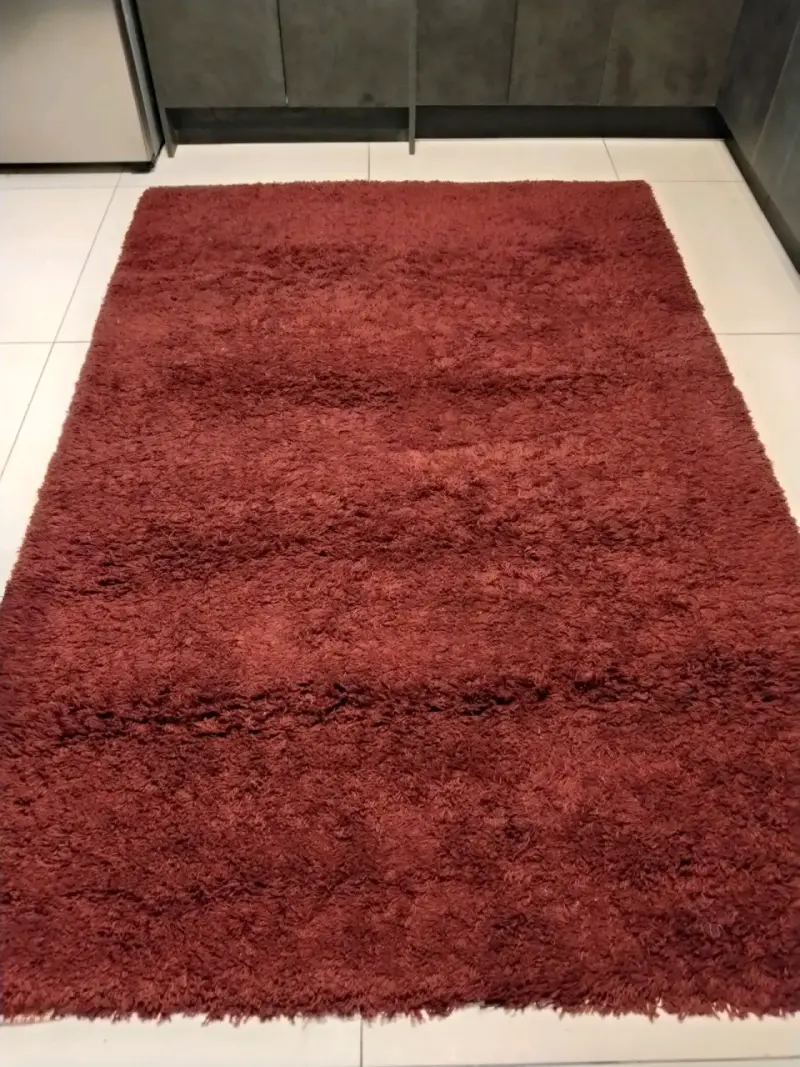 Alfombra shaggy roja para sala o dormitorio - 1