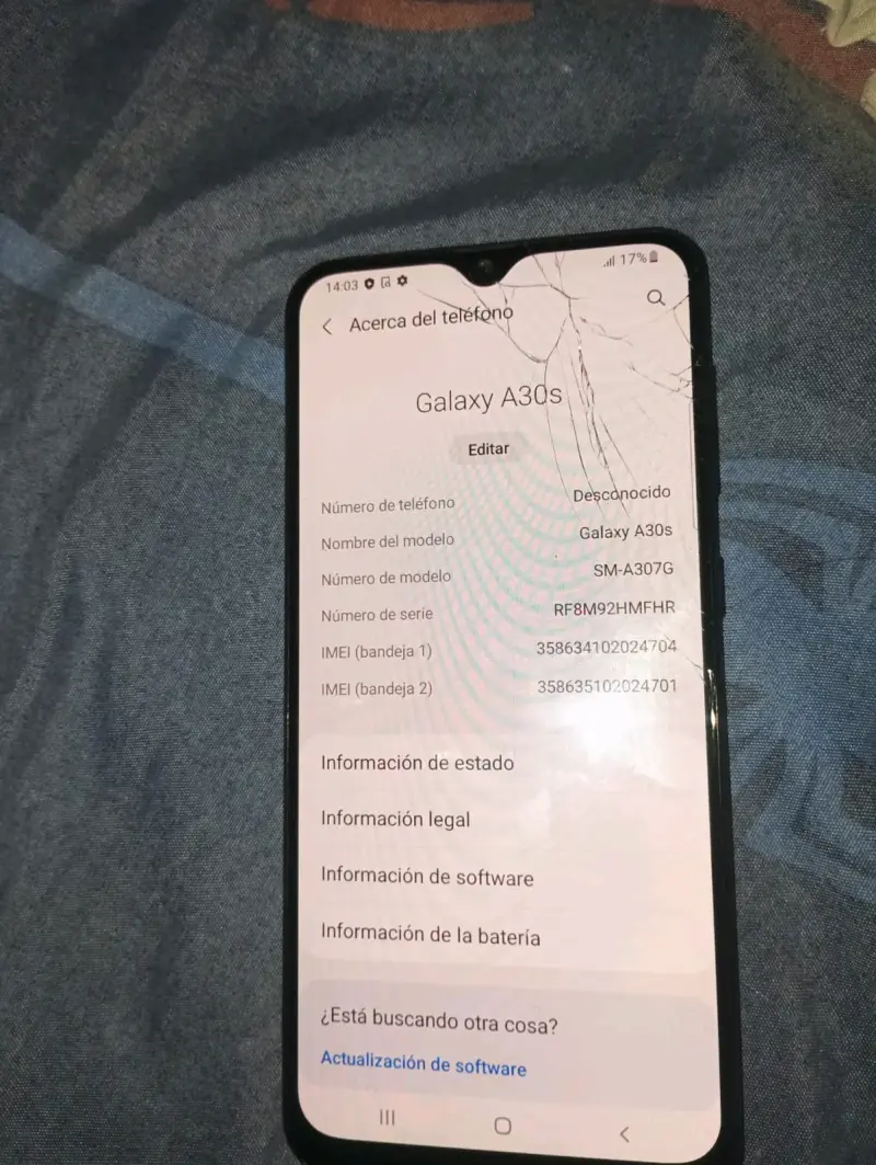 Samsung Galaxy A30s con pantalla dañada - 2