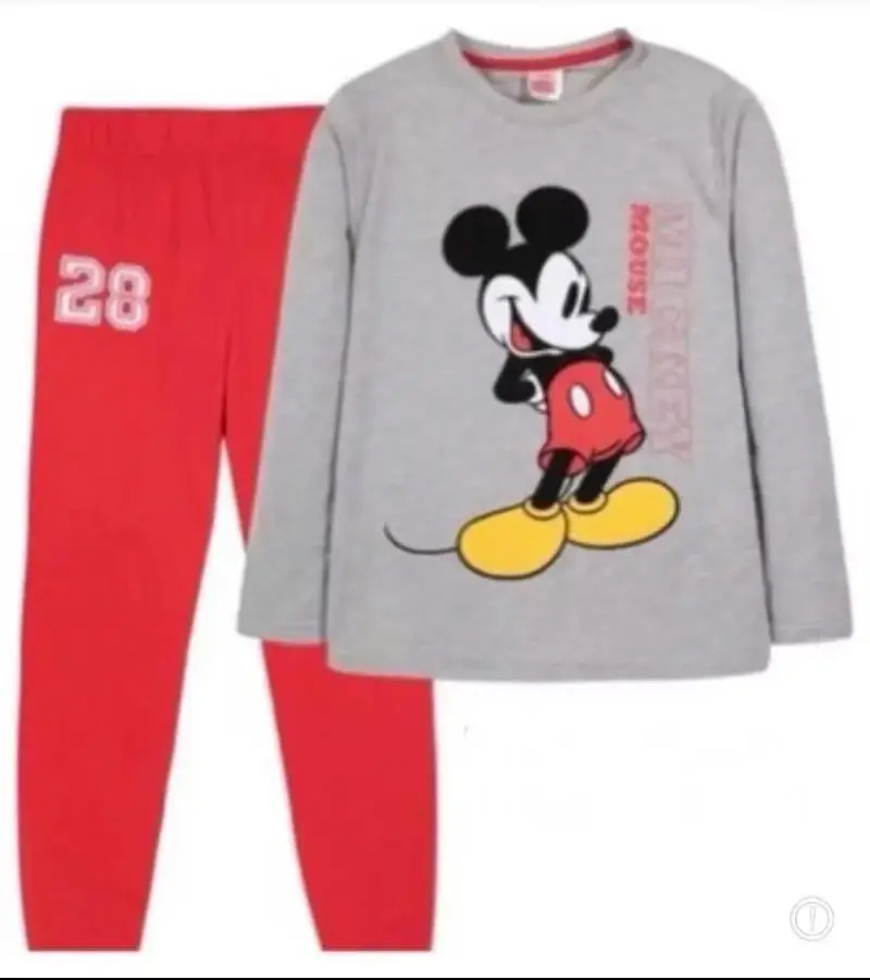 Pijama infantil Mickey Mouse gris y rojo