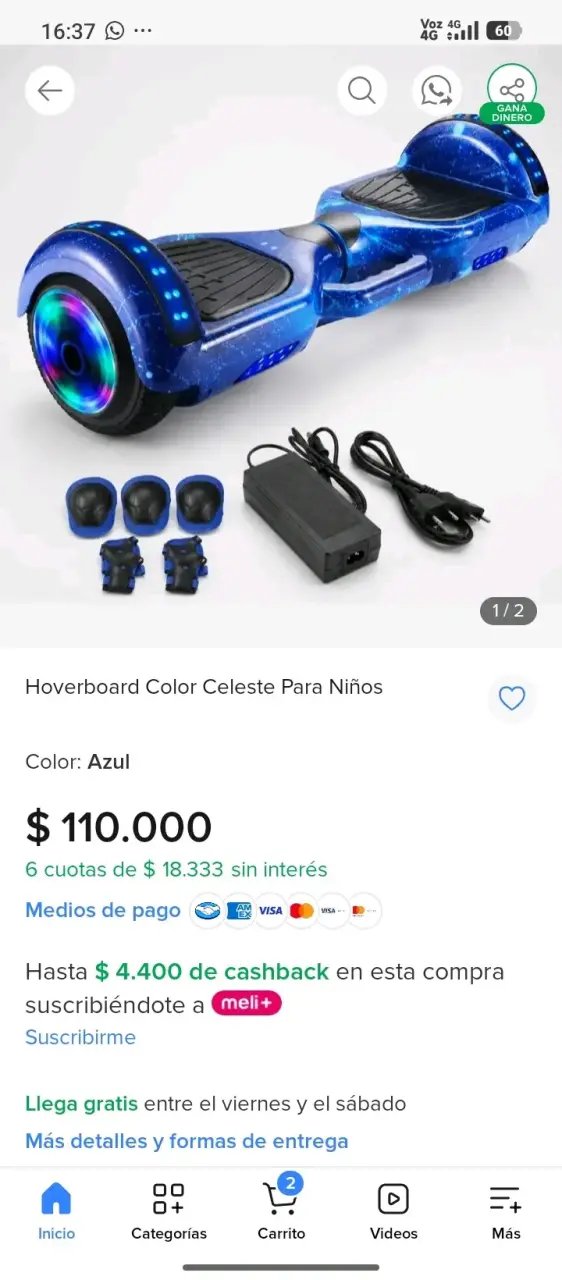 Hoverboard azul para niños - 1