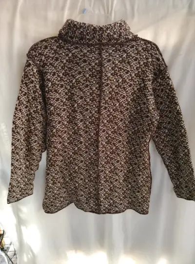 Chaqueta de lana marrón con diseño tejido - miniatura 2