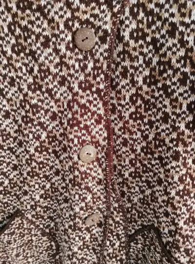 Chaqueta de lana marrón con diseño tejido - miniatura 3