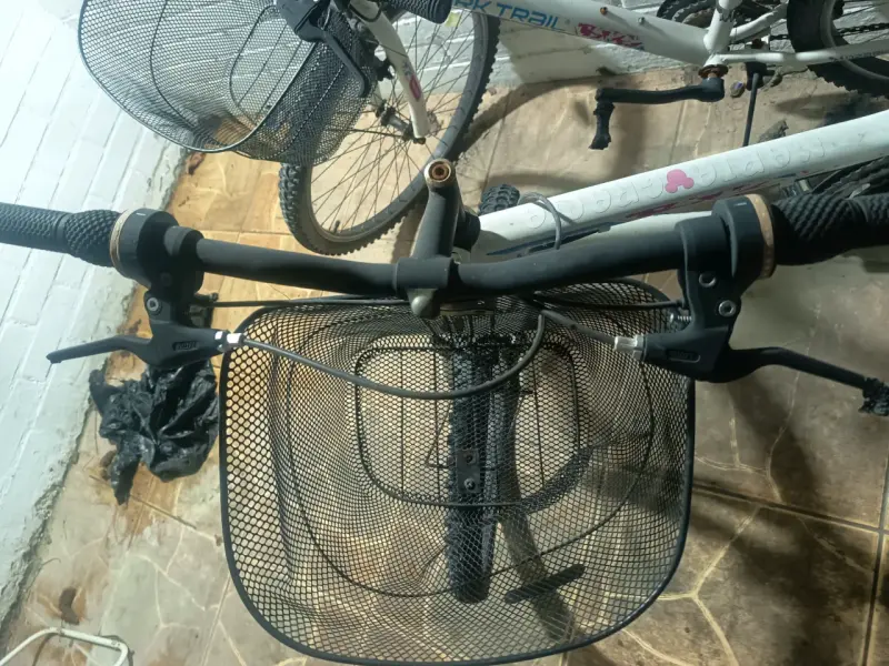 Bicicleta de montaña blanca con canasto - 2