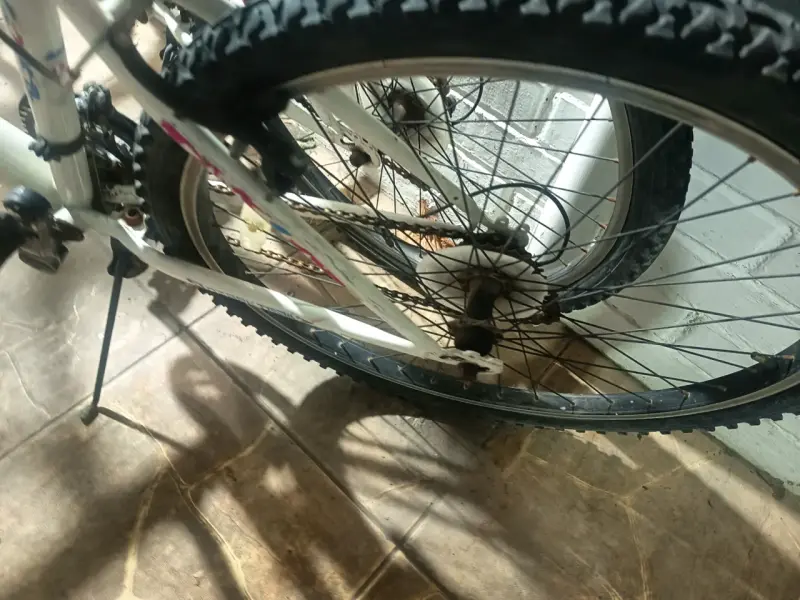Bicicleta de montaña blanca con canasto - 5