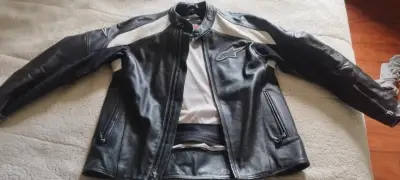 Chaqueta de cuero Alpinestars negra para moto - miniatura 3