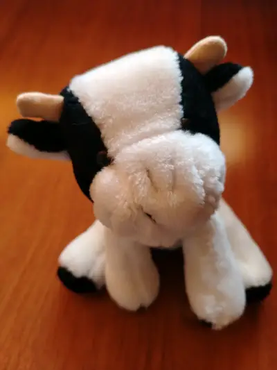 Peluche de vaca blanco y negro suave - miniatura 5