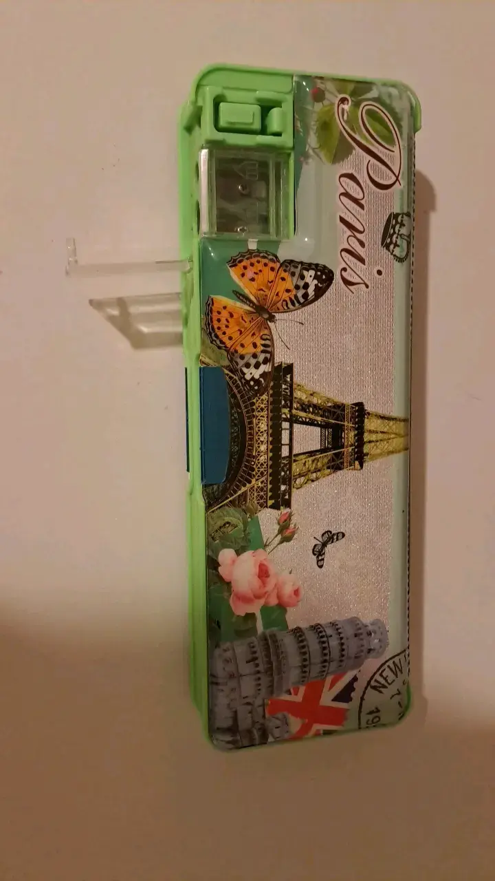 Estuche escolar verde con diseño de París - 1