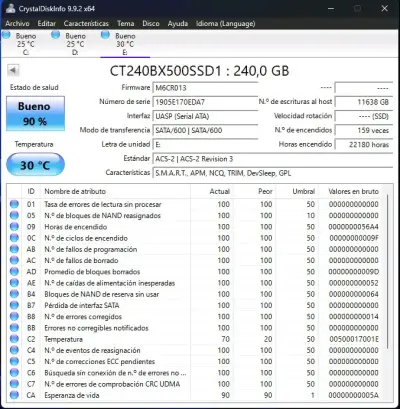 Disco SSD Crucial BX500 240GB en buen estado - miniatura 2