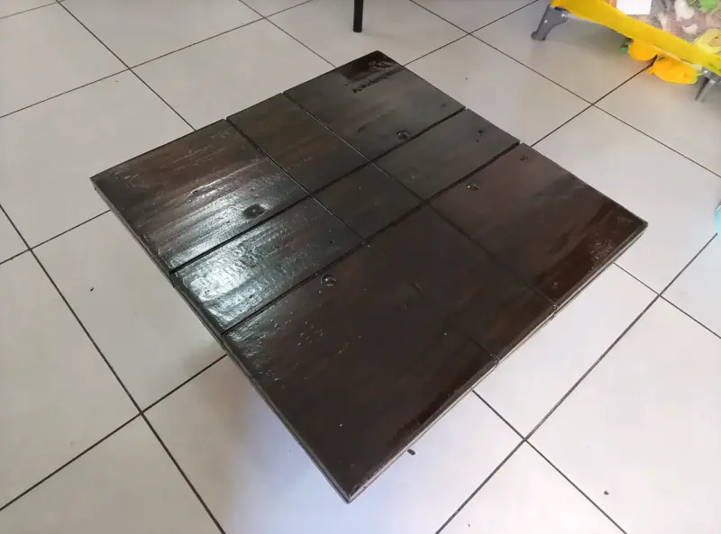 Mesa de centro de madera y viga de acero - 3