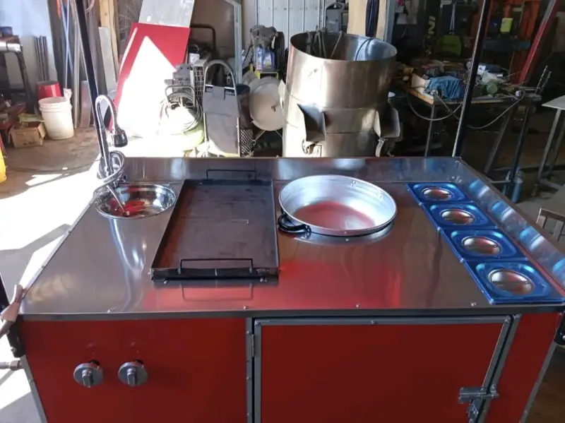 Carro de Comida Rápida Rojo con Techo - 2