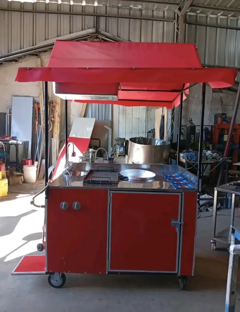 Carro de Comida Rápida Rojo con Techo - 3