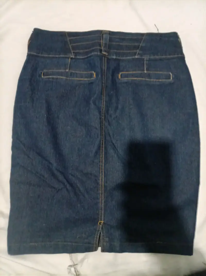 Falda de mezclilla azul tipo tubo para mujer - 2