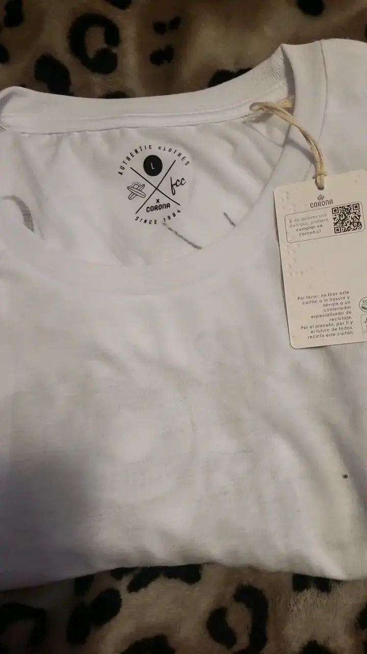 Polera blanca unisex Corona de algodón - 3